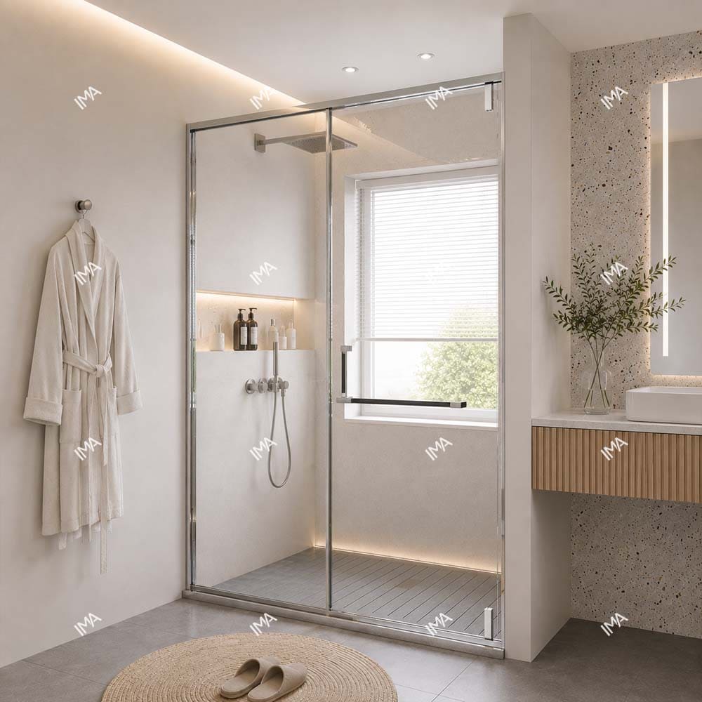 Màu sắc khung vách tắm kính hệ Slim IMA PT1202: Đen, Xám Titan, Trắng Gương, Vàng Xước, Vàng Bóng