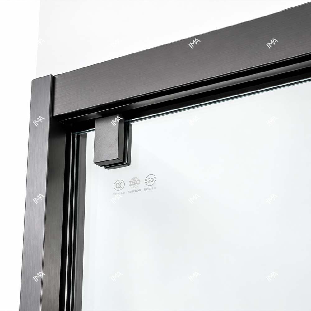 Chi tiết khung inox 304 và ray trượt Phòng Tắm Hệ Slim Cửa Trượt 180 Độ IMA PT15