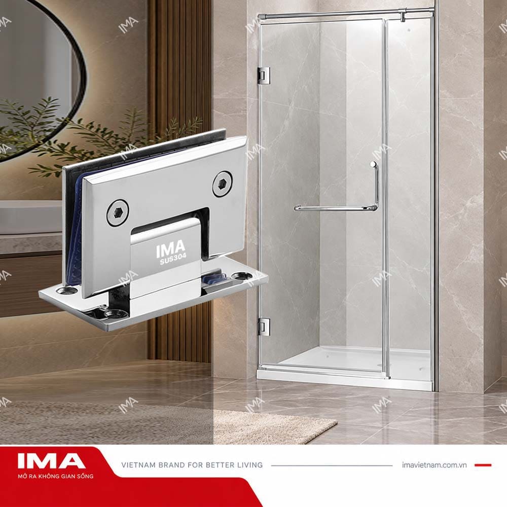 Lắp bản lề phòng tắm 90 độ tường kính HG03 cho cabin tắm kính cường lực